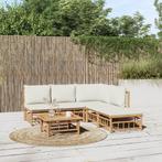 vidaXL 6-delige Loungeset met kussens bamboe crèmewit, Tuin en Terras, Tuinsets en Loungesets, Verzenden, Nieuw, Hout, Loungeset