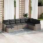 vidaXL 8-delige Loungeset met kussens poly rattan grijs, Nieuw, 8 zitplaatsen, Loungeset, Verzenden