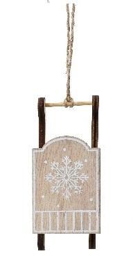 Hanger houten slee – rood met wit figuurtjes voor, Hobby en Vrije tijd, Knutselen, Nieuw, Ophalen of Verzenden