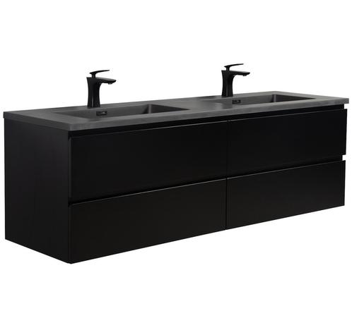 Badkamermeubel Set Angela 160cm Mat Zwart Badmeubel, Huis en Inrichting, Badkamer | Badkamermeubels, Nieuw, Wastafelkast, Verzenden