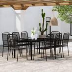 vidaXL 9-delige Tuinset zwart, Tuin en Terras, Verzenden, Nieuw, 8 zitplaatsen, Rvs