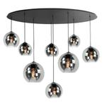 Hanglamp Smoked glas 8 voudig E27 Ovaal Fantasy globes, Ophalen of Verzenden, Nieuw, Metaal, Minder dan 50 cm