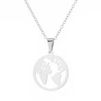 Fako Bijoux® - Ketting - Stainless Steel - Wereldkaart -, Sieraden, Tassen en Uiterlijk, Kettingen, Verzenden, Nieuw