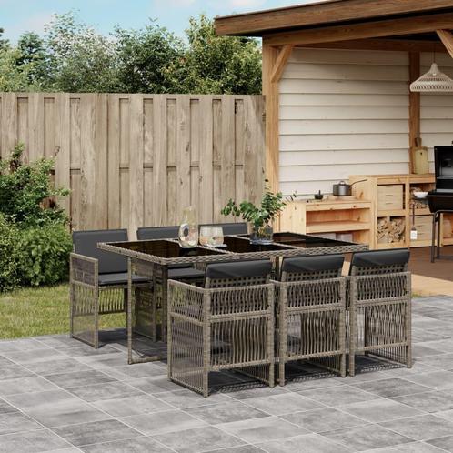 vidaXL 7-delige Tuinset met kussens poly rattan grijs, Tuin en Terras, Tuinsets en Loungesets, Tuinset, Nieuw, 6 zitplaatsen, Rotan