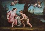 Scuola Spagnola (XVIII) - Gesù Bambino con San Giovannino e, Antiek en Kunst, Kunst | Schilderijen | Klassiek