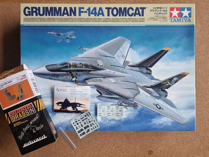 Tamiya 61114 F-14A Tomcat 1:48 + Eduard ejection seats &, Hobby en Vrije tijd, Modelbouw | Vliegtuigen en Helikopters, Verzenden