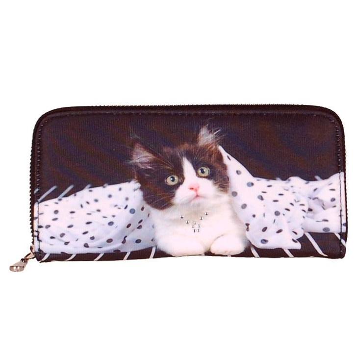 Portemonnee groot poesje zwart/wit NIEUW, Sieraden, Tassen en Uiterlijk, Portemonnees, Zwart, Nieuw, Ophalen of Verzenden