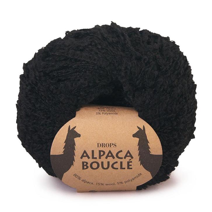 DROPS Alpaca Bouclé Uni Colour - 8903 zwart - Wol Garen, Hobby en Vrije tijd, Breien en Haken, Ophalen of Verzenden