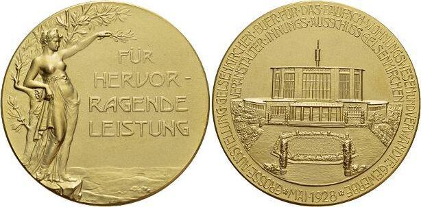 Bronze-medaille 1928 Gelsenkirchen-stadt, Postzegels en Munten, Penningen en Medailles, Verzenden