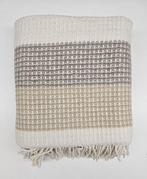 Exclusieve grote plaid in een mix van katoen in Ecru,