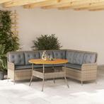 vidaXL 2-delige Loungeset met kussens poly rattan beige, Verzenden, Nieuw, Rotan, Loungeset