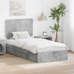 vidaXL Opslag bed met hoofdeinde Beton Grijs 90 x 200 cm, Huis en Inrichting, Slaapkamer | Bedden, Verzenden, Nieuw, Grijs, Hout
