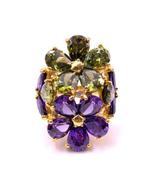 Zonder Minimumprijs - Cocktailring - 9 kt. Geel goud, Zilver, Sieraden, Tassen en Uiterlijk, Antieke sieraden