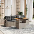 vidaXL 5-delige Loungeset met kussens poly rattan grijs, Tuin en Terras, Tuinsets en Loungesets, Verzenden, Nieuw, Rotan, Loungeset