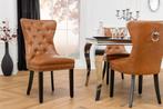 Chesterfield Stoel CASTLE Bruin Kunstleer Zwart Massief Hout, Huis en Inrichting, Stoelen, Ophalen of Verzenden, Nieuw