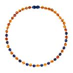 Barnsteen ketting volwassenen - cognac - lapis lazuli (45, Nieuw