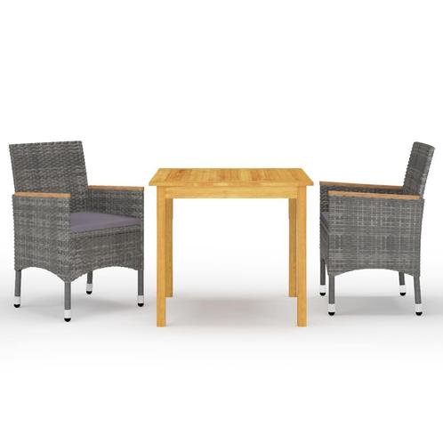vidaXL 3-delige Tuinset grijs, Tuin en Terras, Tuinsets en Loungesets, Tuinset, Nieuw, 2 zitplaatsen, Rotan, Verzenden