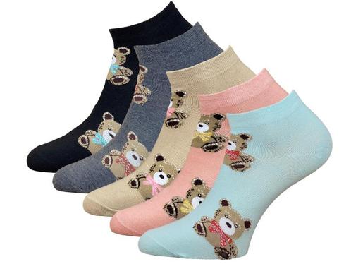 5 paar Dames sneakersokken - Teddybeer, Kleding | Dames, Sokken en Kousen, Verzenden