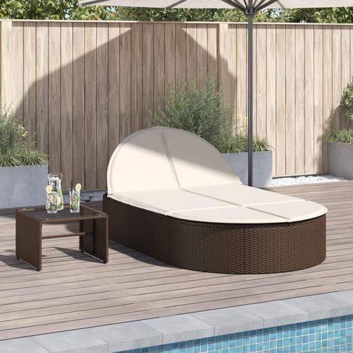 vidaXL Ligbed 2-persoons met kussens poly rattan bruin, Tuin en Terras, Ligbedden, Nieuw, Verzenden