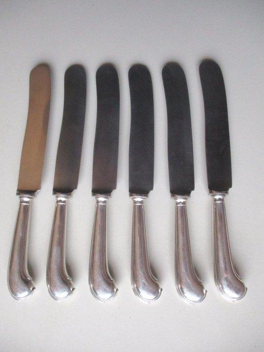6 Dessertmessen met zilveren pistoolheft - C.J. Begeer,, Antiek en Kunst, Antiek | Goud en Zilver