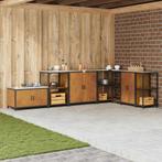 vidaXL Keuken opslag plank met plank met opslag Roestig, Huis en Inrichting, Keuken | Keukenelementen, Verzenden, Nieuw, Bruin