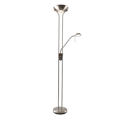 Moderne Nikkel leeslamp Salvador, 2 warm witte lampjes, met, Huis en Inrichting, Lampen | Vloerlampen, Nieuw, Stof, 150 tot 200 cm