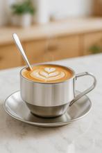 RVS Koffiekop met Schotel & Lepel, Verzenden, Nieuw