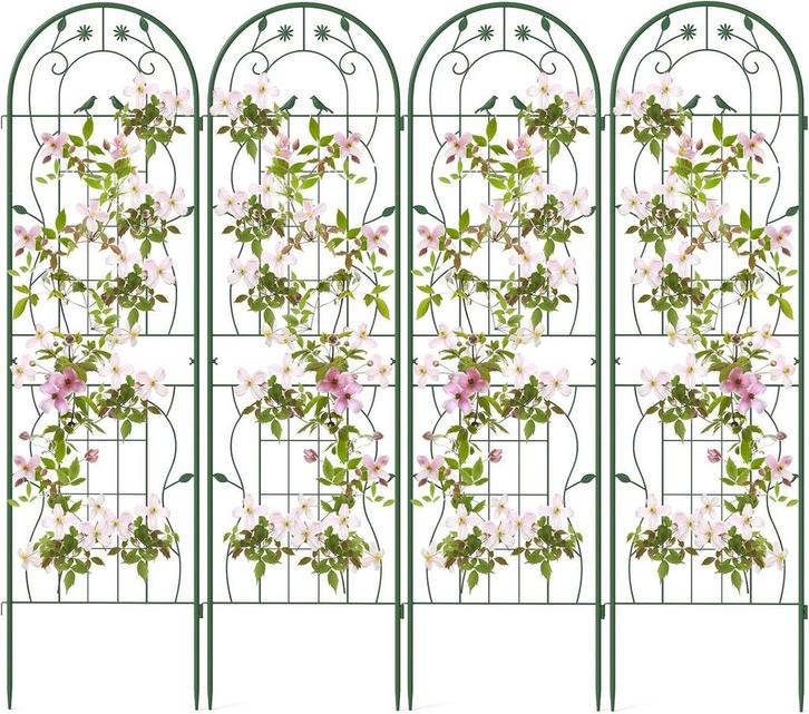 COSTWAY Metalen hekwerk, set van 4, decoratieve tuinhek, vri, Huis en Inrichting, Woonaccessoires | Overige, Zo goed als nieuw