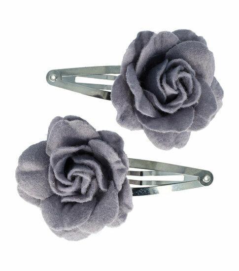 Haarspeld Klikklak Roos Bloem Vilt Zilver Grijs, Sieraden, Tassen en Uiterlijk, Uiterlijk | Haarverzorging