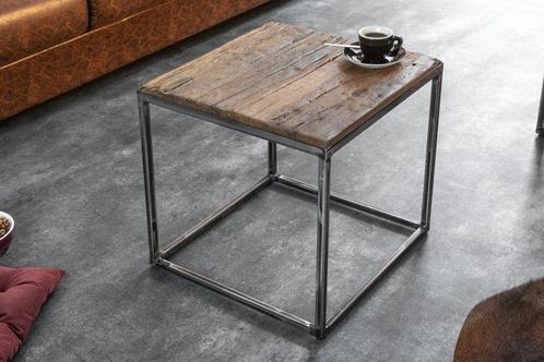industrieele bijzettafel BARRACUDA 40cm gerecycled hout met, Huis en Inrichting, Tafels | Sidetables, Ophalen of Verzenden