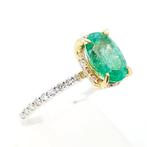 Ring - 18 karaat Geel goud, Witgoud - 1.61ct. tw. Smaragd -, Nieuw