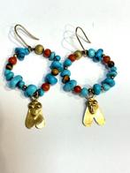 Turquoise - 18 karaat - Geel goud - Oorbellen, Antiek en Kunst