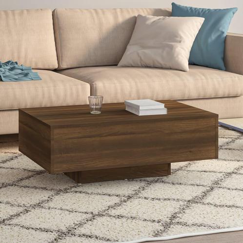 vidaXL Salontafel 85x55x31 cm bewerkt hout bruin eikenkleur, Huis en Inrichting, Tafels | Salontafels, 50 tot 100 cm, Nieuw, Overige houtsoorten