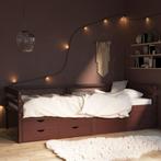 vidaXL Bedframe met lades en kast grenenhout donkerbruin, 90 cm, Eenpersoons, Bruin, Verzenden