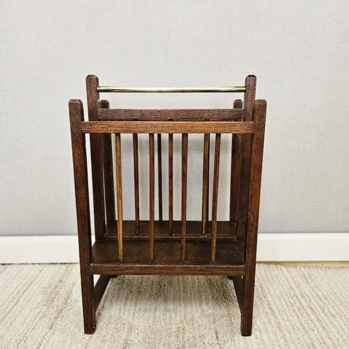 Tijdschriftenhouder - Hout, Messing, Antiek en Kunst, Kunst | Designobjecten