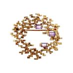 Gouden broche met amethist 14 krt, Ophalen of Verzenden, Nieuw