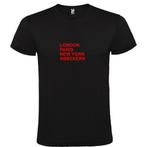Abbekerk op t-shirt als print met London, Paris, New York, A