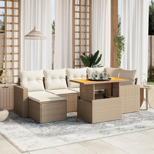 vidaXL 11-delige Tuinset met kussens poly rattan beige, Tuin en Terras, Tuinsets en Loungesets, Tuinset, Nieuw, Rotan, Verzenden