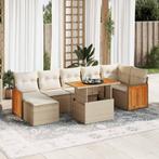 vidaXL 7-delige Loungeset met kussens poly rattan acacia, Verzenden, Nieuw, Loungeset