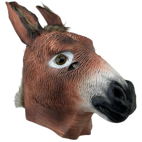 Ezel masker bruin Deluxe, Kleding | Dames, Carnavalskleding en Feestkleding, Nieuw, Verzenden