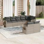 vidaXL 8-delige Loungeset met kussens poly rattan lichtgrijs, Verzenden, Nieuw, Rotan, Loungeset