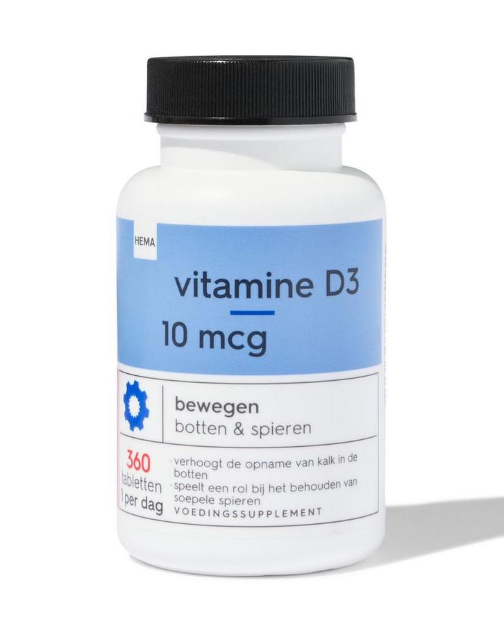 HEMA Vitamine D3 10mcg - 360, Sport en Fitness, Gezondheidsproducten en Wellness, Nieuw, Verzenden