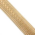 Gouden brede fantasie schakel armband | 19,5 cm, Ophalen of Verzenden, Gebruikt, Overige kleuren, Goud