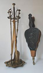 Spaans haardstel en blaasbalg - Rek - Messing, Antiek en Kunst, Curiosa en Brocante