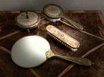 Vintage-Set aus Messing mit Spiegel, Bürsten und Dose -, Antiek en Kunst, Curiosa en Brocante