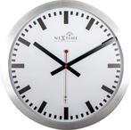 NeXtime - Wandklok - 35cm - Alu - Wit- Station Radio, Huis en Inrichting, Ophalen of Verzenden, Nieuw