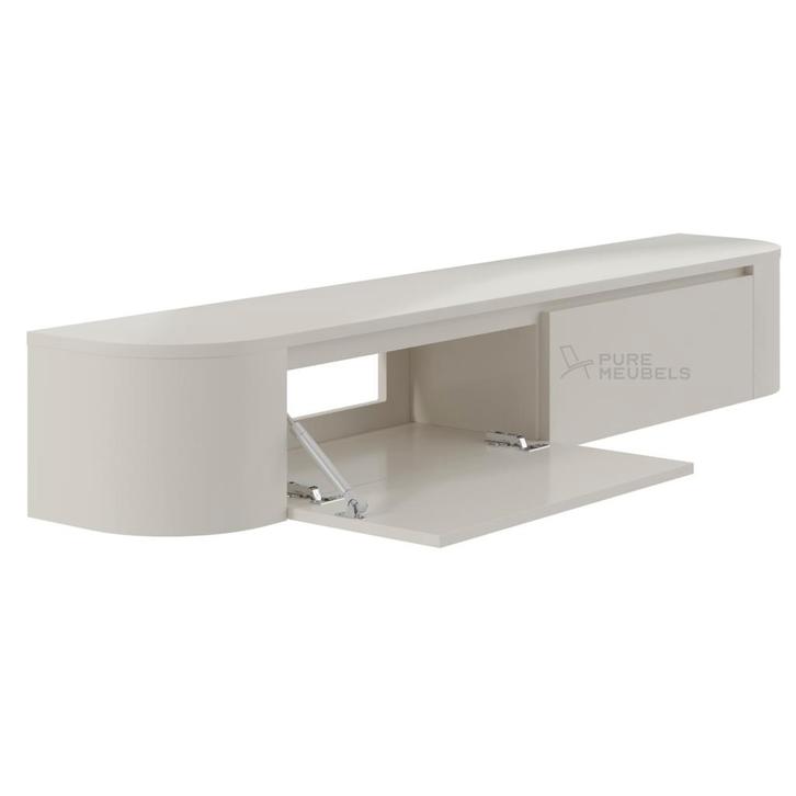 Dulce curved TV-Meubel zwevend beige 180 cm, Huis en Inrichting, Kasten | Televisiemeubels, Ophalen of Verzenden