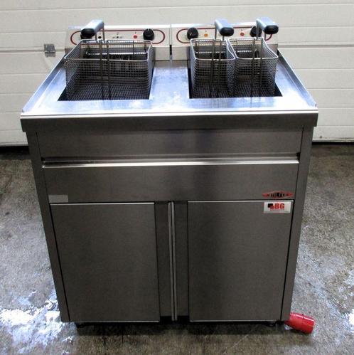 Stilfer Dubbele Friteuse 20L+20L, CE20D, B80 x D67 x H98cm, Witgoed en Apparatuur, Frituurpannen, Gebruikt