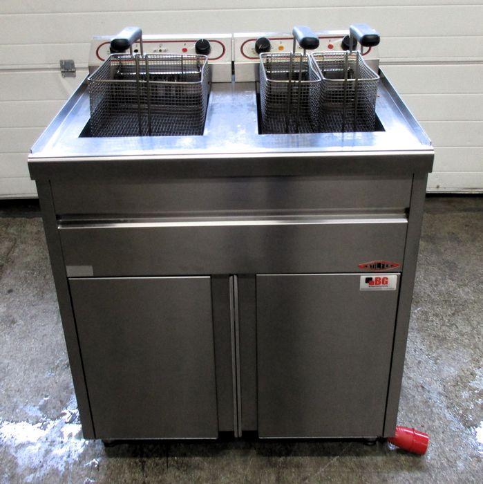 Stilfer Dubbele Friteuse 20L+20L, CE20D, B80 x D67 x H98cm,, Zakelijke goederen, Horeca | Keukenapparatuur, Gebruikt
