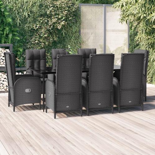 vidaXL 9-delige Tuinset poly rattan zwart, Tuin en Terras, Tuinsets en Loungesets, Tuinset, Nieuw, Rotan, Verzenden